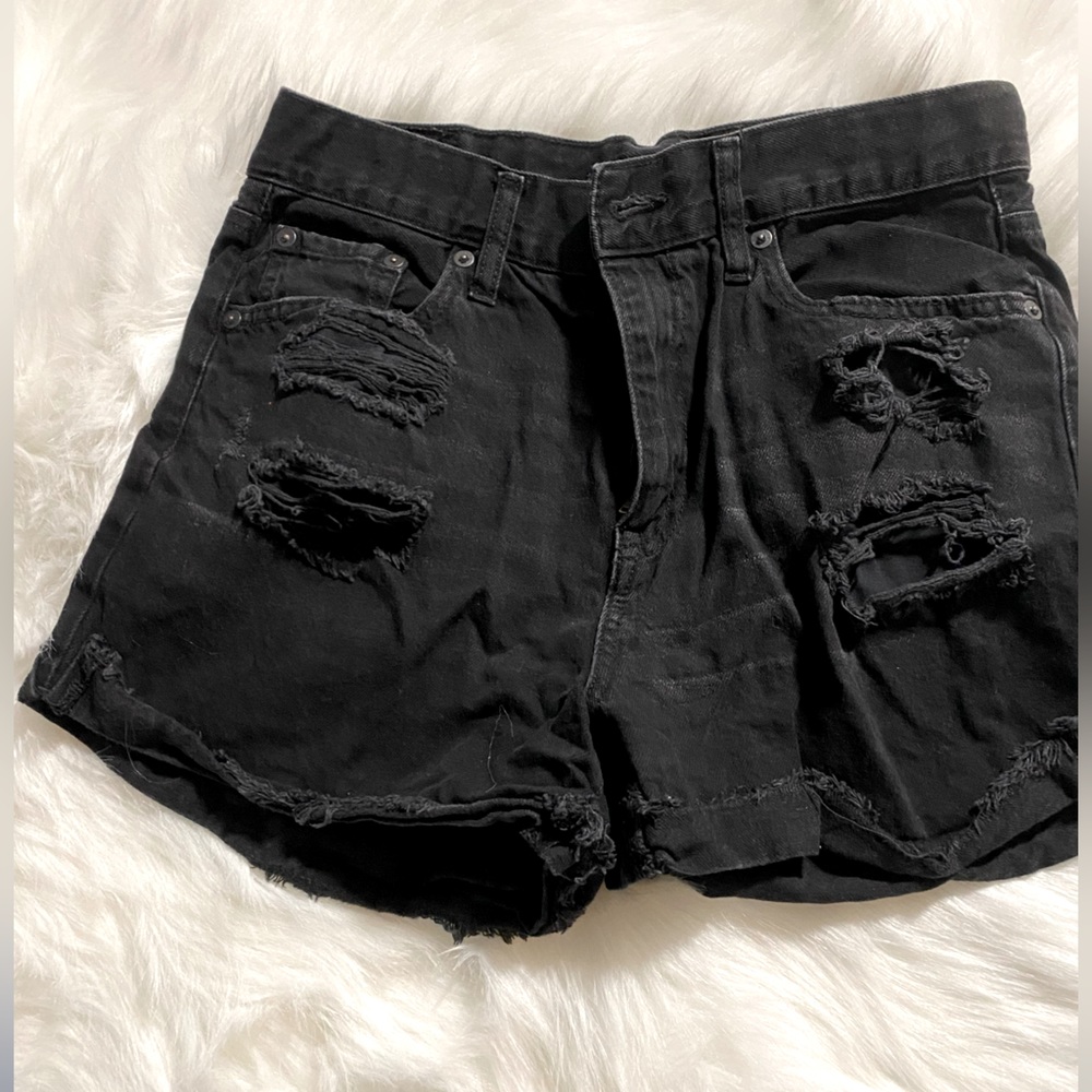 Distressed Black Denim Mom Shorts. Aeropostale brand. Size 8.